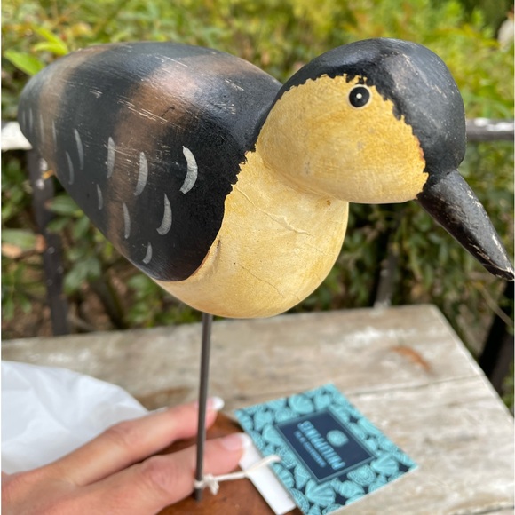 Mango Wood carved shorebird figurine beach lake house nautical decor - Picture 3 of 9